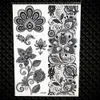 Tatueringsöverföring 1 st stor henna tatuering klistermärken för bröllop gbj206 svart bläck spetsen henna pasta kvinnor party brudar blommor tillfällig tatuering 21x15cm 240427