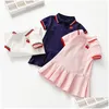 Robes de fille enfants girl girl collier broderie robe à manches courtes