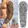 Transfert de tatouage Autocollant de tatouage pour hommes femmes Tribal totem Tatoue complet Tatouage faux tatouage temporaire Skull Skull Tatoo temporari étanche 240426