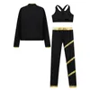 Clothing Sets Kids Girls Skating Gymnastics Tracksuits Long Sleeve Zipper Outerwear With Crop Top Sport Legging Pants Fitness Yoga