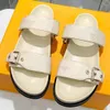 Bom dia Flat Comfort Mule 1ackir Designer Sandals Mule Womens Mules Summer Vacation Letter Sandals Light Beige Sandal