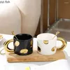 Mugs Creative Electroplated Ceramic Mug Office Large Handle Coffee Home Breakfast Cup Juice Milk Cups Couple Water