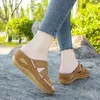 Casual schoenen 2024 Zomer Wedge Sandals Senior Bone Open Toe Retro helling Sole Non-Slip Platform Slippers