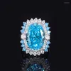 Anelli a grappolo Fashion S925 SIGILTÀ SET Diamond ad alto contenuto di carbonio con gioielli blu jadeite 13 18 Ring Women's Wedding Wholesale all'ingrosso