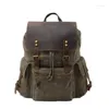 Backpack Multifunctional Leather Canvas Men Military Boy Girl Vintage School Backpacks Shoulder Laptop Backpacking