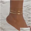 Chevilles 3pcs / set or couleur simple chaîne simple pour les femmes plage bijoux jambe de cheville bracelets accessoires