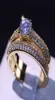 Bütün porfessional el yapımı lüks mücevher 925 Silvergold Dolgulu 5A Kübik Zirkonya CZ Pırlanta Ofis Gelin Yüzük Set79834886429