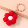 Keychains Lanyards Fashion Red Flower Keychains For Car Key Festival Gifts For Women Men Handtas Purse Hanging Keyrings Diy Sieraden Accessoires