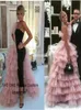 Unique Design Black Straight Prom Dress 2019 Couture Pink Tulle Tiered Long Evening Gowns Formal Women Party Wear Maxi Dress4401680