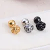 Stud Earrings Alisouy 2pcs Rose Flower Black Gold Color Stainless Steel Men Women Pierced Ear