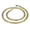 STRANDS LUXUSTEEL CUBAN MENS KINNEN ketting Gold vergulde gemengd zilver roestvrijstalen patroon gekrulde kettinghoenketen 240424