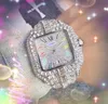 Diamantes completos anel de quartzo Bateria núcleo relógio masculino quadrado tanque romano relógio de mostrador brilhante e estrelado aço inoxidável ouro rosa prata splew watch watch Montre de luxe presentes