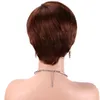 Capelli umani Pixie taglio parrucca per donne nere Glueleless corta nera naturale parrucche con scoppi puli