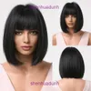 Cosplay Style Womens Wig Bangs Straite Gradient Grey Short Hair Bobo Synthetic Fibre Bandband