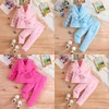 2024 Autumn and winter new girls' children long sleeve bow mesh sleeves suit jacket trousers two-piece set