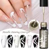 MEET ACROSS Metallic Gold Sliver Pink 5ml Liner Gel Nail Art Polish Painting Mirror Graffiti Stripe Design Varnish DIY 240425