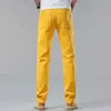 Jeans maschile maschile jeans denim jeans dritta pantaloni casual rosa giallo a colore solido festa hip-hop brandl2404