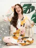 Women's Sleepwear Plus Size S-3XL Womens Pajama Set with Loose Fit and Double-Length Viscose Printing INS Style Pjamas for Women Y240426