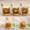 Storage Bottles Jars Dipper For Gold Pack- Jutes Hexagon 20 Wooden Pack Showers Bee With Pendants Mini Lids Perfect Honey Glass Baby