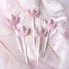 Supplies festives 5 PCS / Set Girl Boby Happy Birthday Cake Flags Star Heart Crown For Kids Baby Shower Party Baking Decor Blue Pink