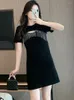 Feestjurken Zwart Chic Hollow Out Tassel Sexy Short Durfing Summer Sleeve Bodycon Dress 2024 Women Korean Vintage