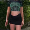 Women's T Shirts Weiyao 3D Body Printed Slim Fit Crop Top For Women Technological Fashion Short Sleeve T-shirt Sexig festklubb Exponerad navel