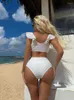 Swimwear Women Sexy White Ruffle Bikini 2024 Femme MAINEMENT FEMME BIKINI BIKINIS BRÉSILIEN BRAZILIEN BACKING BAITHING BIQUINI