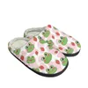 Slippers Cute Cartoon Smiling Frog Strawberry Pattern Women Autumn Winter Cotton Outdoor Breathable Plush Custom Image