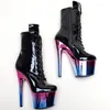 Chaussures de danse Leecabe 17cm / 7inches Patent Pou Pole Dancing High Heel Platform Boots Boot