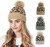 Nya Autumn Womens Beanie Warm Winter Leopard Print Wool Knit Hat Plain Ski Pom Wooly Cap7562230