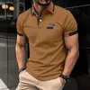 Heren T-shirts Zomer Nieuwe hoogwaardige herenheren van Hoogkwaliteit Casual korte mouwen Polo Shirt Solid Colar Collar Fashion Business Sports Ademende T-shirtq240426