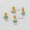 Charm 1PC Trendy Blue Resin Heart Flower Leaf Stud Earrings for Women Korean Fashion Simple Small Cute Flat Piercing Earrings Jewelry