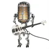 Bordslampor Retro Style Vintage Microphone Robot Desk Lamp Touch Dimmer White