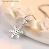 Pendant Necklaces 925 sterling silver necklace suitable for women zirconia snowflake necklace and pendant 45CM chain kolye colors S-N186 Q240426