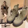 Casual schoenen klassieke eenvoudige laarzen dames voorjaar herfst 2024 high top canvas Britse stijl boot mode student