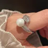 Symulacja naturalny pierścień perłowy słodkowodnej dla kobiet koralik lamparta otwarta żeńska biżuteria dla zwierząt 240420