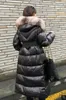 Women Designer winter down jackets White duck down Long parkas black Green Outdoor coat Big Fox fur Hooded Size 1234