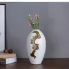 Vazen Chinese stijl witte keramische huishoudens vaas ambacht creatieve gouden textuur bloemstuk ornamenten Noordse huizendecoratie