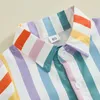 Clothing Sets Baby Clothing Kids Boys Casual Short Sleeve Striped Shirt with Elastic Waist Shorts Set Toddler Summer Outfit