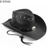 Chapeaux à bord large chapeau seau classique% cuir western cowboy chapeau pour hommes gentleman papa godfather caps panama cowgirl jazz chapeaux sombrero hombre y240425