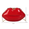 Totes Lips Shaped Small Sling Purse PVC Women Chain Crossbody Bag Coin Solid Phone Designer Chic Satchel Zipper Clutch