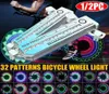 バイクライト32 LEDパターン自転車ホイールライトカラフルなタイヤタイヤ音声信号アクセサリー屋外サイクリング安全装置7199937