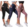 Active Pants Mesh Pocket Yoga High midja mage Capri Slim Fit Leggings