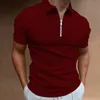 Summertime Mens Knitting Short Sleeve Solid Polo Shirts Sports Golf Business Slim Fit Shirt Classic fashion 240409