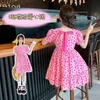 Summer Girl Princess Robe Clothing Birthdays Bow Knot Print Party Robes Costume décontracté pour enfants 2 à 12 ans 240426