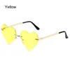 Sunglasses Trendy Party Cosplay Costume Metal Sun Glasses Rimless Heart Heart-Shaped Pink Hippie