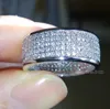 Taille 678910 Fashion Jewelry Band 10kt White Gold rempli Clear CZ Simulate Stones Wedding Party Womenring Gift9584720
