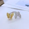 Master Anneaux soigneusement conçus pour les couples en argent pur complet Full Butterfly Ring Women Luxury Fashion with Common Vnain