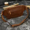 Sac à dos 2024 vintage Fanny Pack Men Women Designer Sacs de taille de vache Crazy Horse Crossbody Sac Small Sporty Mini