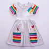 Girl's Dresses Girls Short Sleeve Dress Ny Summer Embroidered Two Pockets Rainbow Sleeve Childrens SH81035L2404